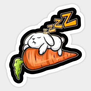 Cute Rabbit Sleeping On A Carrot On Easter Sticker